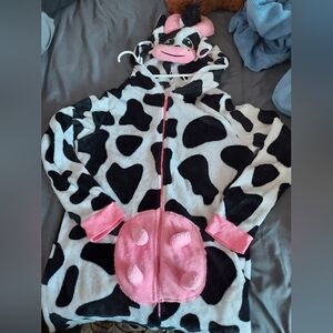 Secret Treasures Cow Print Onesie with Pink Trim